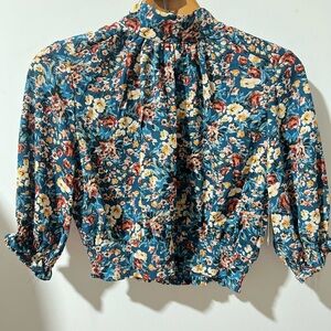 Floral Women's Top - Blue and Red